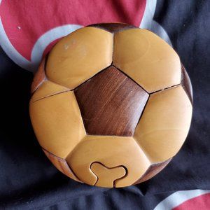 The Handcrafted Solid Wood Soccer Ball Puzzle Box, New with Tag (no box)